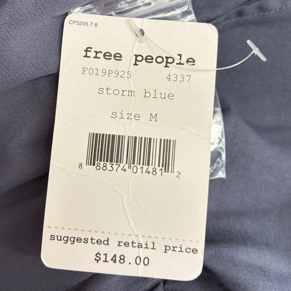 Free‎ People Angelica Romper Storm Blue Button Front Harem Jumpsuit M NWT - Picture 4 of 8
